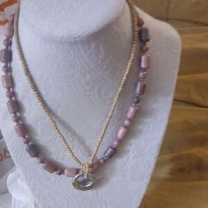 Elegant Pink and Gold Beaded Necklace